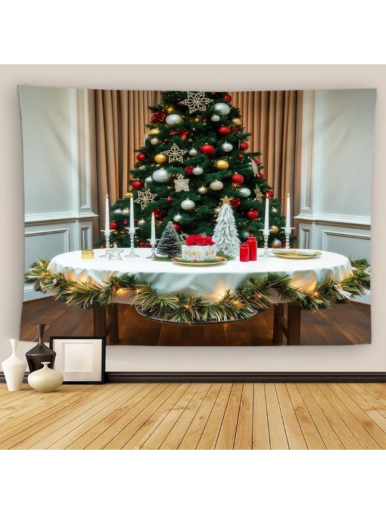Vintage Santa Reindeer Winter Christmas Hanging Wall Tapestry for Bedroom Rustic Cozy Winter Forest Deer Christmas Holiday Wall