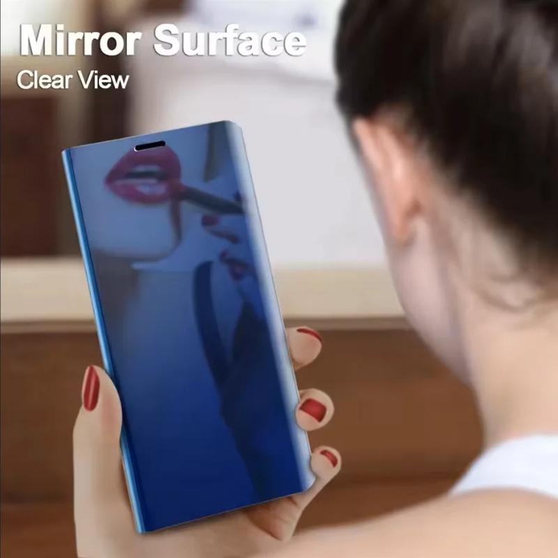 360° Full Cover Protect Mirror Flip Leather Phone Case for Samsung Galaxy S26 Ultra Pro S25 Edge Plus Kickstand Shockproof Cover