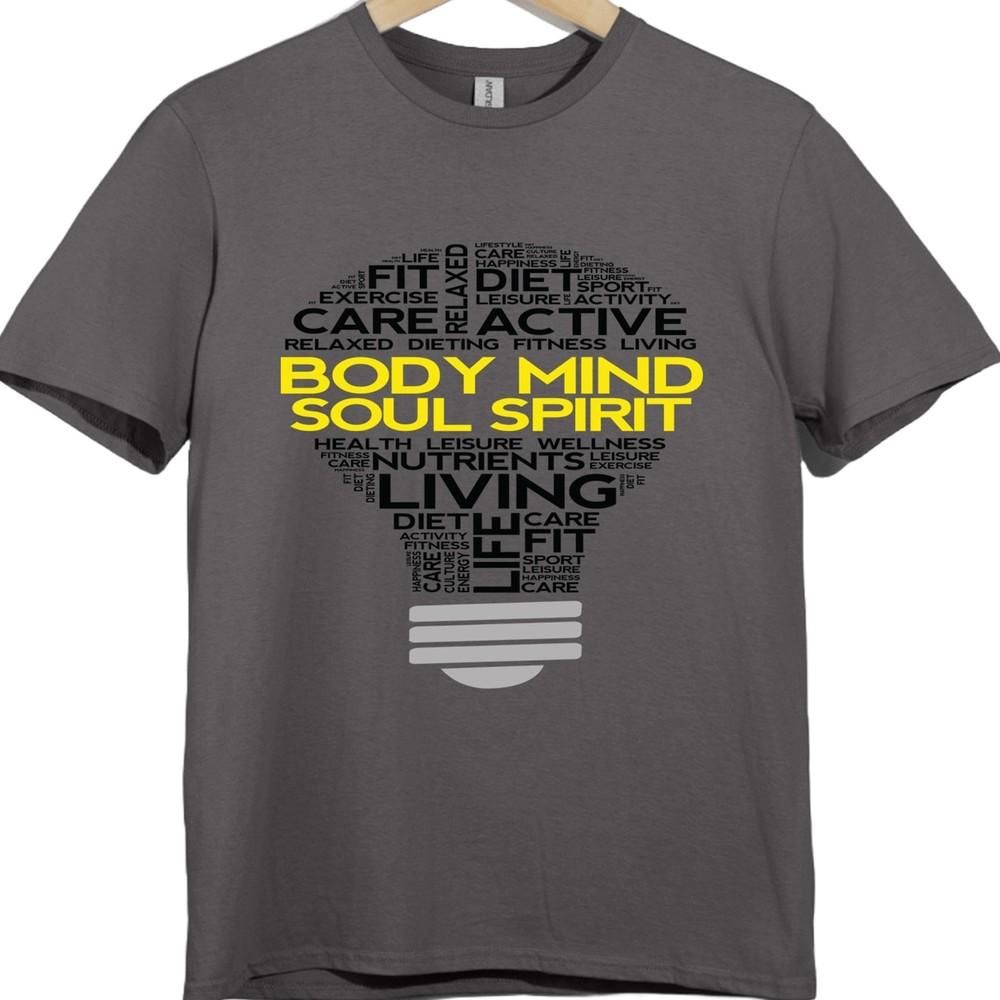 Mind Body Spirit T Shirt Yoga Meditation Fitness Wellness Graphic Tee