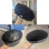 Womens Black Felt Beret With Sparkling Sequins For Fall And Winter Wear
