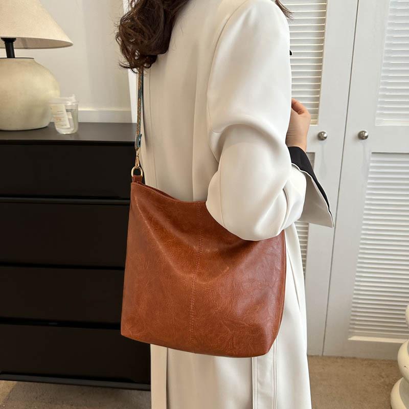 Yogodlns bolsa de ombro vintage para mulheres bolsa balde de couro pu estilo luxuoso bolsa crossbody bolsa carteiro feminina bolsa tote de compras