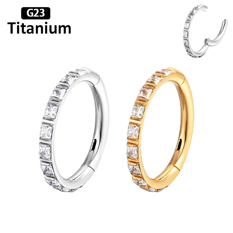 ASTM F136 Titanium Earrings High Quality Zircon Hight Segment Nose Rings Open Small Septum Piercing Helix Lobe Body Piercing 16G