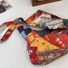 Retro Ethnic Color Block Patchwork Crossbody Bag - Large Capacity Canvas Shoulder Bag for Women