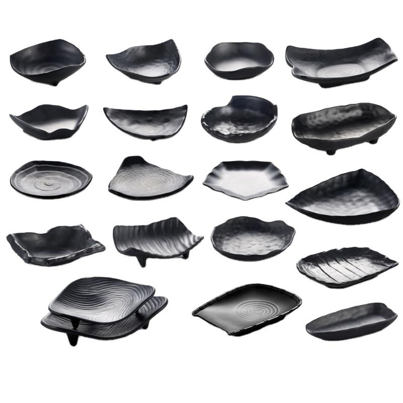 100% Matte Black Melamine Unbreakable Soup Dough Bowl Restaurant Ramen Salad Triangular Bowls 7 Inch