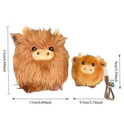 Niedliches Hochlandrind Plüschtier Simulation Rind Plüschtier Anhänger Taschenanhänger Weich Gefüllt Kawaii Schlüsselanhänger Plüschtier Heimdeko