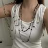 Stackable Double Layered Flower Beaded Chains Necklaces for Women Bohemian Ethnic Style Glass Beaded Sweater Chain Jewelry