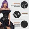 Gothic Black Jacquard Waist Cincher Corset with Leather Trim