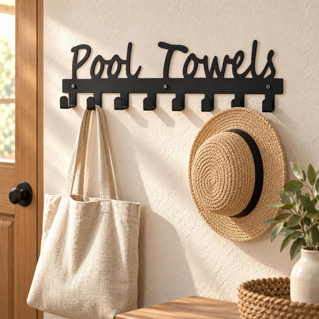 Wall Hook Rack Sturdy Towel Hanger Organizer for Bathroom, Entryway