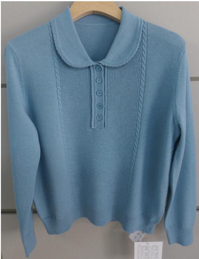 Women's Peter Pan Collar Wool Sweater - 100% Wool, Semi-Worsted, Autumn/Winter Base Layer