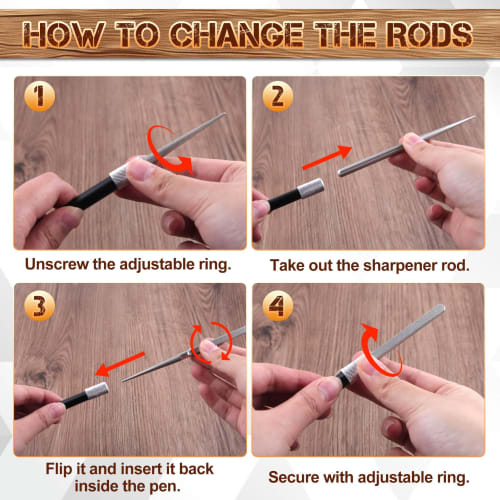 SPEEDWOX 2-Piece Diamond Sharpener Pen Set, Diamond Retractable Knife Sharpener, Serrated Knife Sharpener, Multi-Function Sharpener, Easy-to-Use Sharp