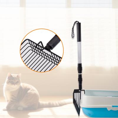 Katzenstreuschaufel aus Metall, ausziehbarer Katzenstreu-Siebschaufel mit langem Griff, große Haustier-Kotschaufel, tiefe Schaufel, Katzentoilettenschaufel