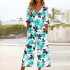 Women's Loose Casual V-Neck Printed Jumpsuit Slim Fit Wide Leg Jumpsuit Wide Leg Jumpsuit