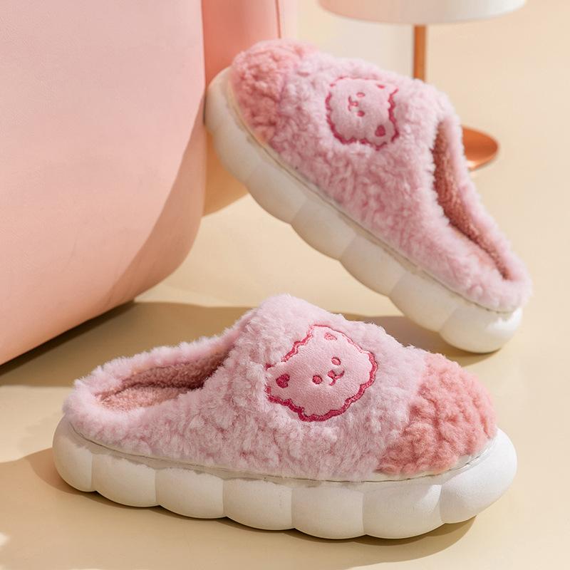 Vnitřní zesílené teplé plyšové bavlněné pantofle pro páry, domácí pantofle na podzim a zimu