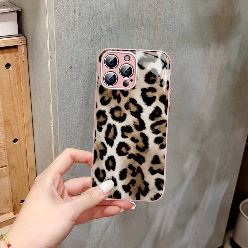 Verre Trempé Motif Léopard Guépard Pour Iphone 14 13 12 11 Pro Mini XS MAX 14Plus X XS XR Coque