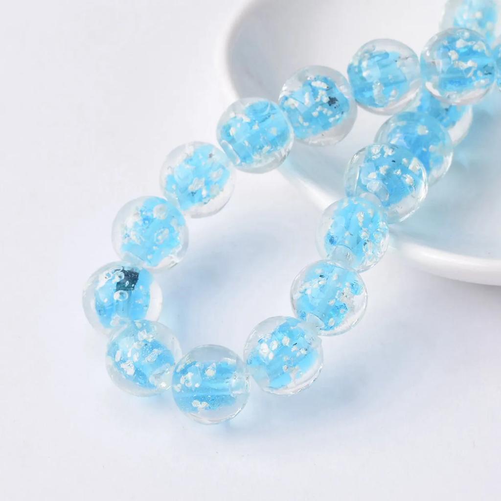 10pcs Round 10mm Handmade Luminous Lampwork Glass Loose Beads For Jewelry Making Accessories DIY Crafts Findings