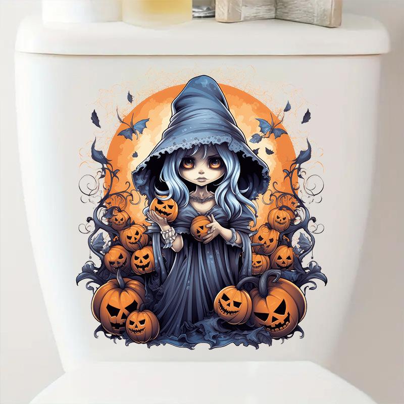 2025 Halloween Witch Pumpkin Wall Stickers Self Adhesive Decoration for Windows Glass Doors Cabinets Desk Background Home Party Decor