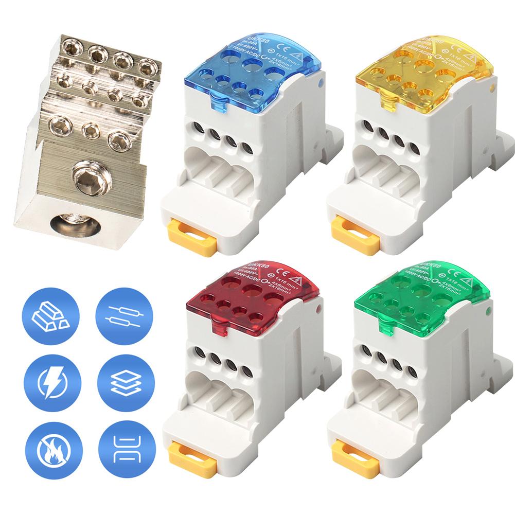 UKK 80A Circuit Breaker Distribution Box One Into Multiple Branch DIN Rail Protective Electrical Case Universal for Electrician