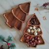 Christmas Tree Shaped Wooden Serving Tray Charcuterie Board Compartment Snack Platter for Breakfast Fruits Nuts Holiday Party Home Decor