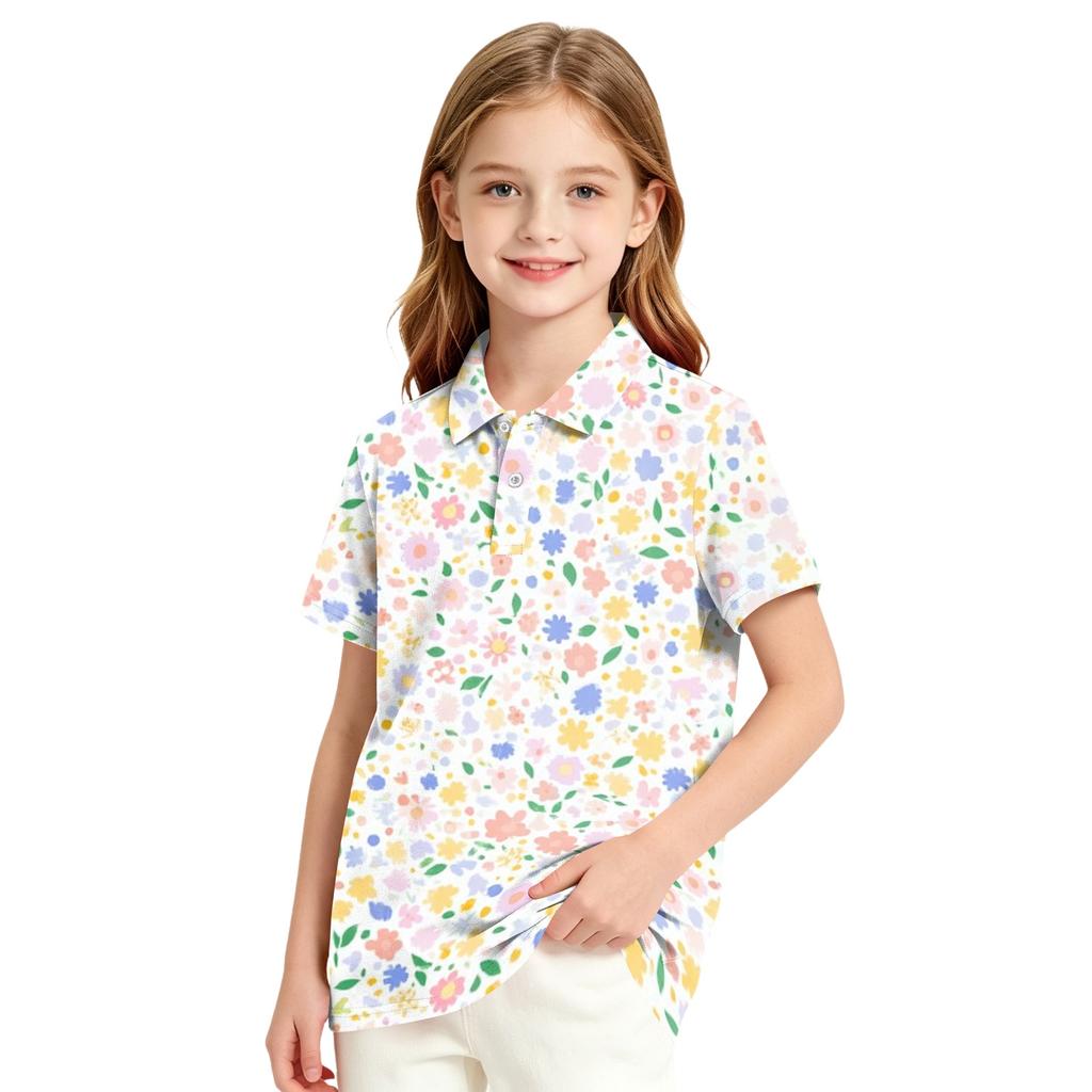Girls' School Uniform Top Polka Dot Print Casual Formal T-Shirt for and Everyday Wear