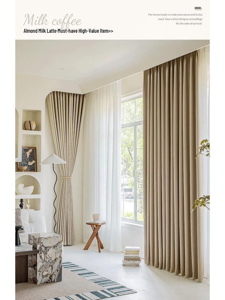 2025 Dual-Sided Blackout Curtains - Rice Grain & Pea Cotton for Living Room, Bedroom, Balcony