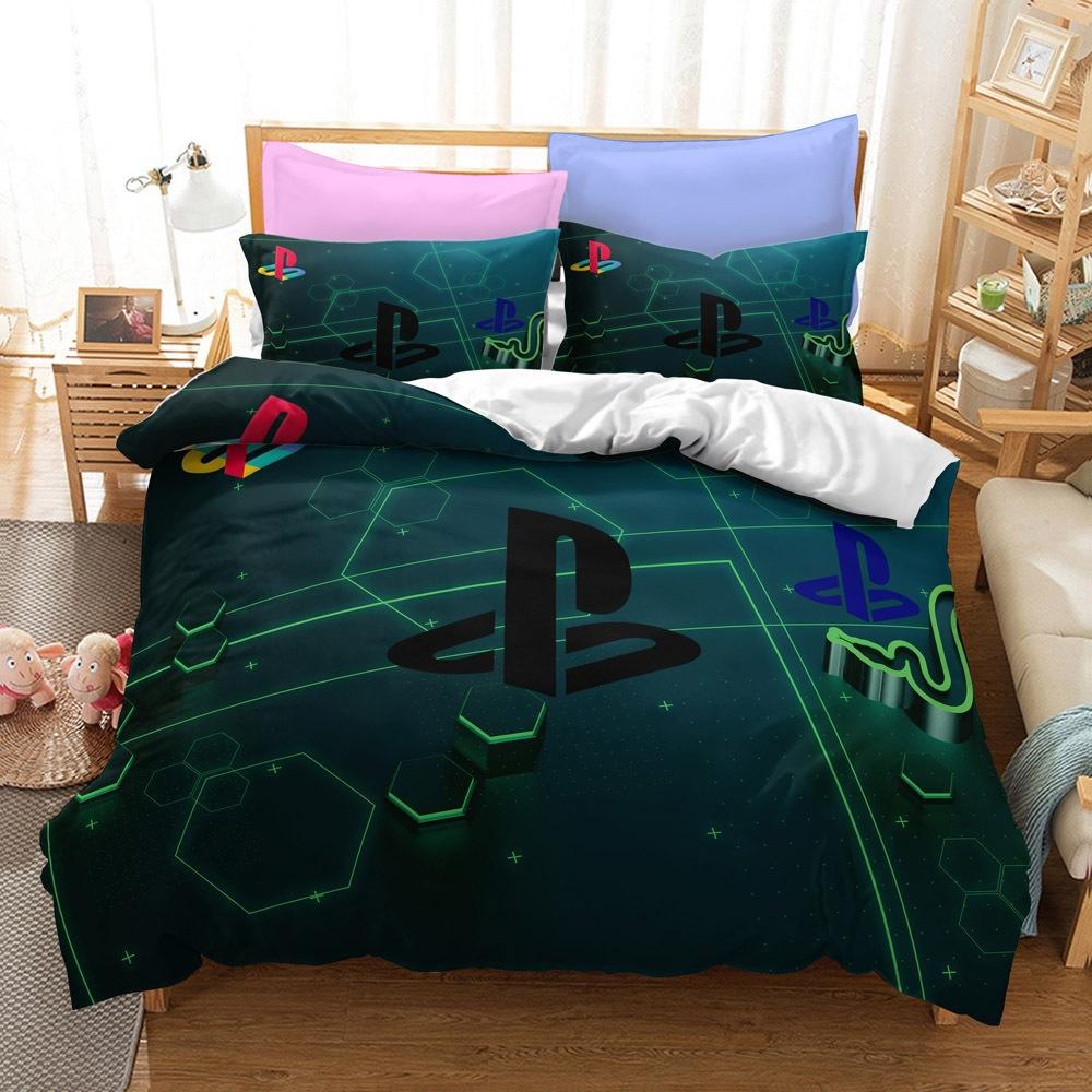 Bedding Kit, Game Console Symbol Series Size Three-Piece Quilt Cover