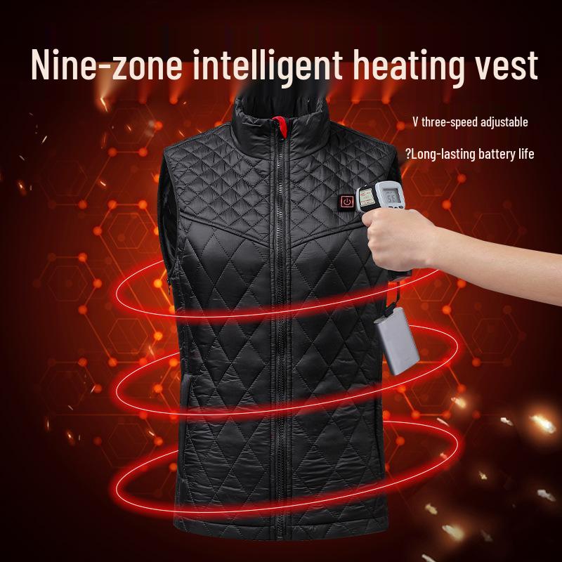 USB-Charged Smart Heating Vest with Adjustable Size for Men & Women - Dual Control, Nine-Zone Winter Warmth