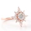 9mm Shiny Rose Gold Flower Ring Luxury High Grade D VVS1 Moissanite Fine Jewelry