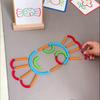 One set of colorful wooden creative 120pcs stick and ring puzzle toys for hand ability training, observation and concentration development