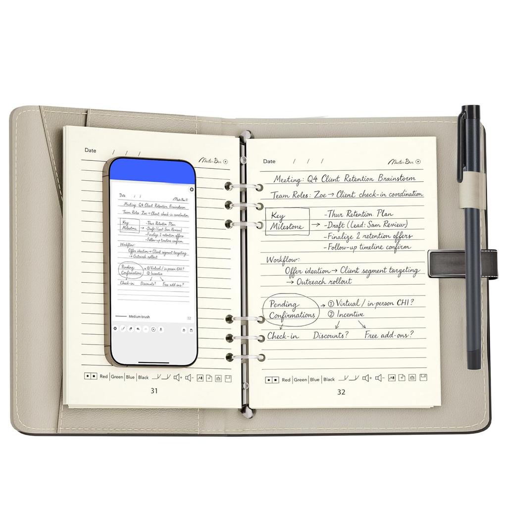 Smart Pen Notebook Set Real Time Paper Screen Sync Convert to Text Digital Pen Writing Set for Study Work Note Taking Drawing