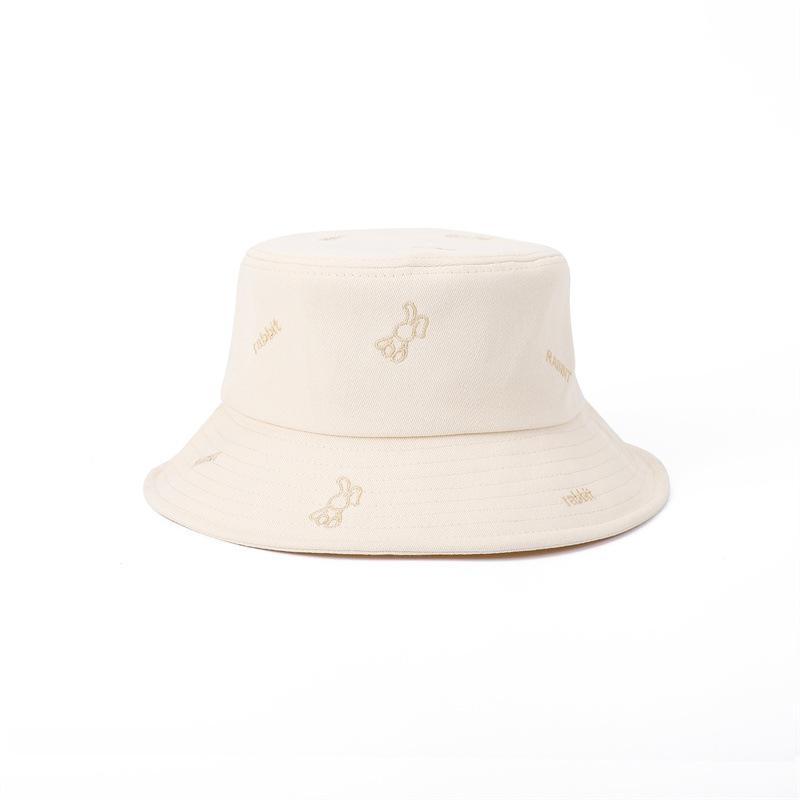 Embroidered Bucket Hat Women's Spring and Summer Casual Versatile Sunshade Basin Hat Showing Small Face Fashion Women's Sunscreen Hat