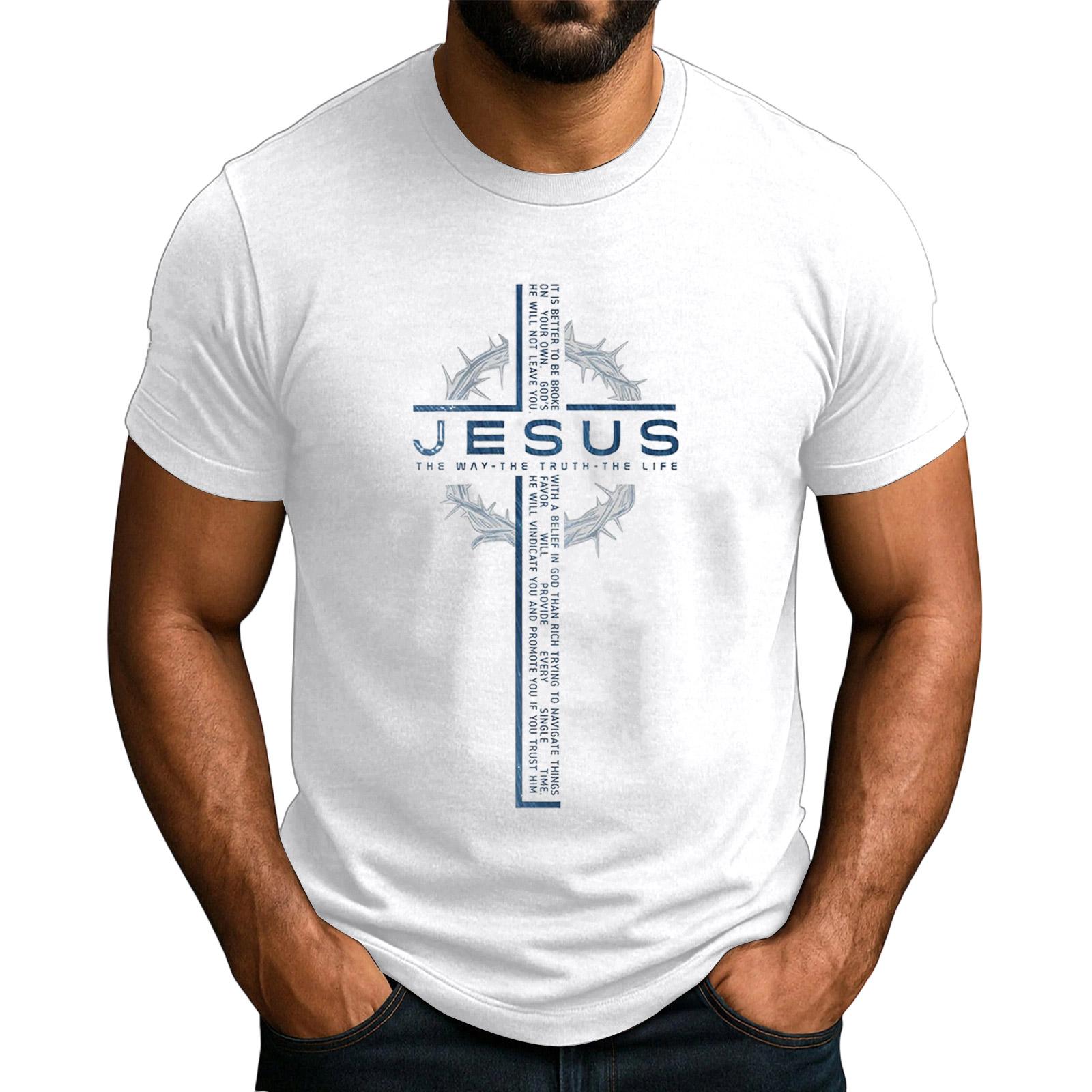 Мужская популярная футболка с принтом, круглым вырезом и коротким рукавом XL белый