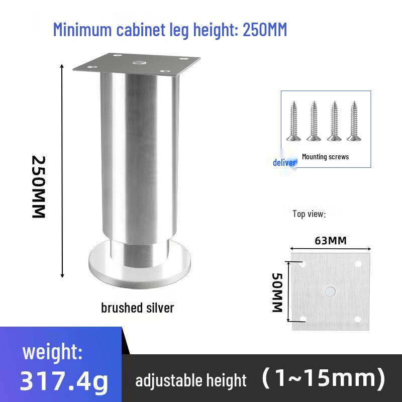 Adjustable Stainless Steel Furniture Legs – Modern Minimalist Support for Cabinets, Tables, Sofas, and Beds