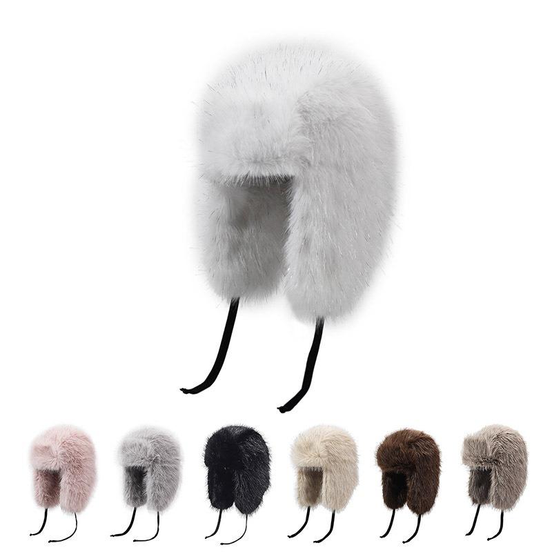 New winter silver silk plush hat thickened thermal hat cold-proof fluffy hat autumn and winter imitation fox hair showing small face hat