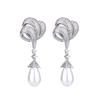 Pearl Set Imitation Pearl Collarbone Chain Bow Double Row Pearl Necklace Women'S Crystal Gemstone Pearl Earrings