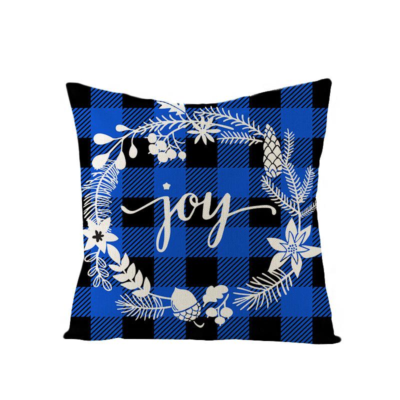 Blue Christmas Pillow Case Polyester Printed Christmas Elk Pillow Home Sofa Pillow Case