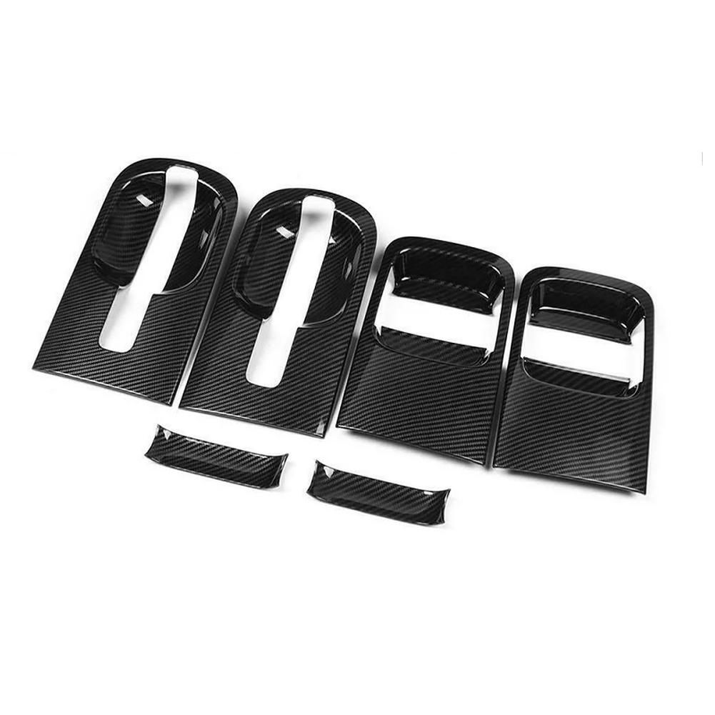 6 Piece Carbon Fiber Style Door Handle Bowl Cover Kit for Hyundai Grand Starex H1 2019 ABS Trim Upgrade Exterior Protection