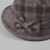 Middle-Aged Old Man Season Elegant Bow Mom Hat Female Thickened Woolen Basin Hat Grandma Plaid Bucket Hat