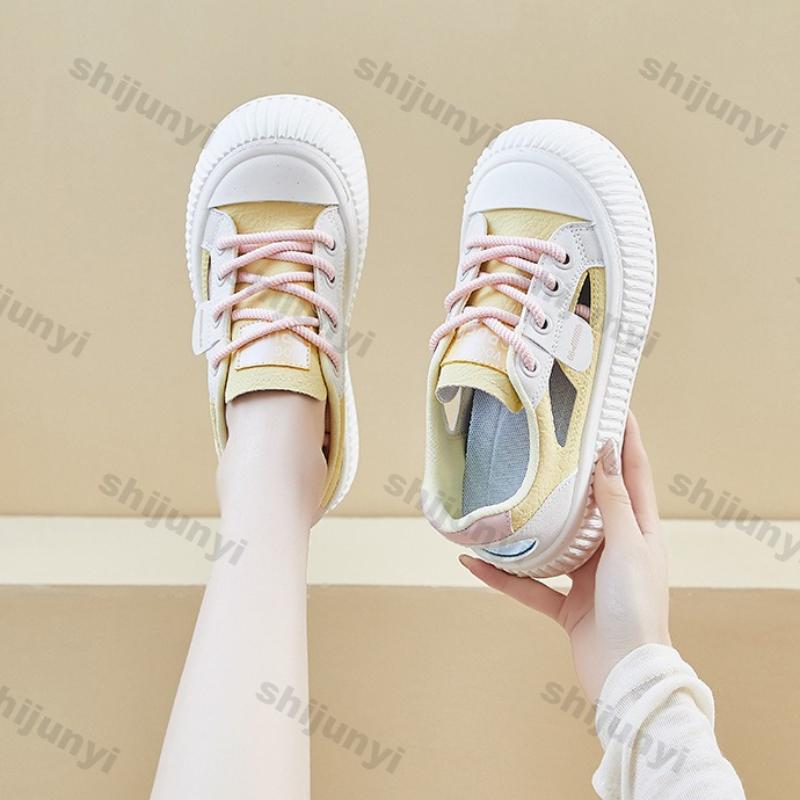 Fashion Women Shoes 2025 Summer New Breathable Mesh Hollow Non Slip Woman Platform Sneakers Comfortable Height Increase Casual Shoes