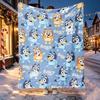 Bluey Pattern Blanket for Home Decoration, Bed, Sofa, Car Travel, Camping, Suitable for All Seasons, Birthday Christmas Gift