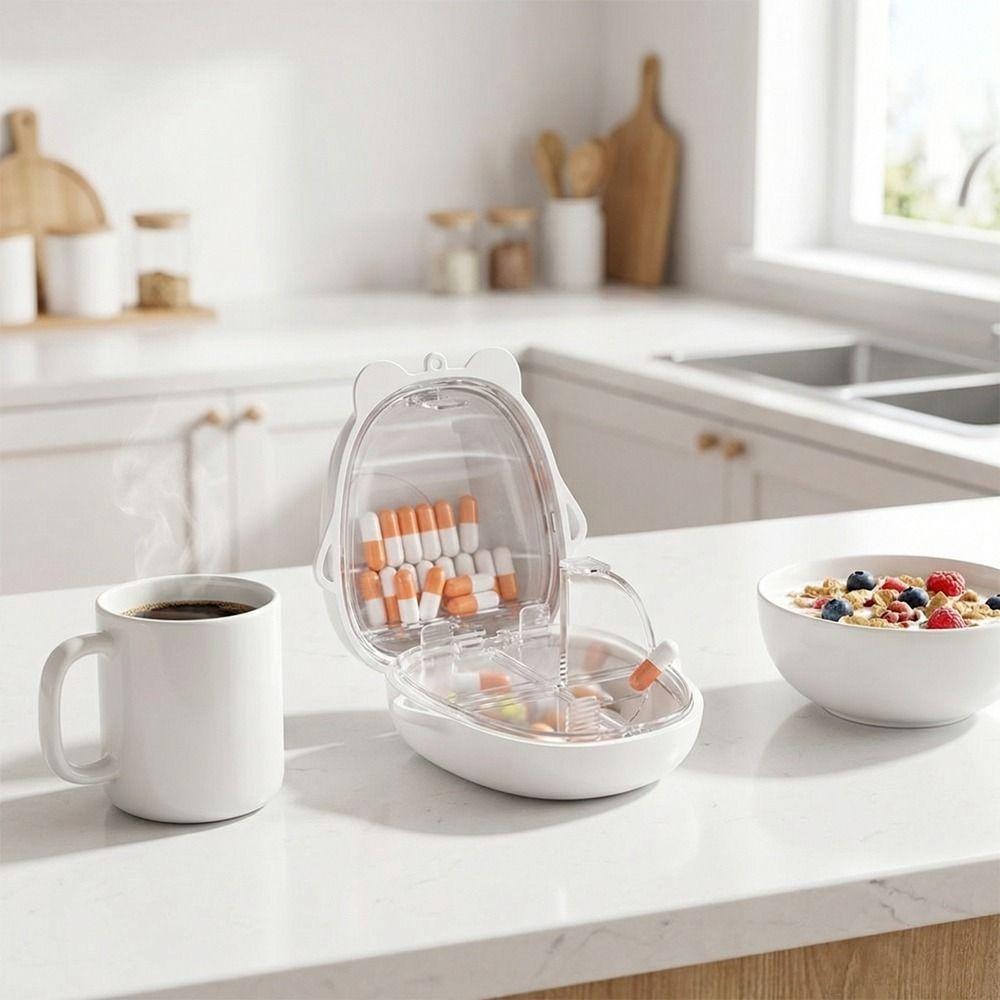 Sealed Cartoon Bear Pill Box Plastic Mini Pill Case Cute Medicine Storage Box  Office