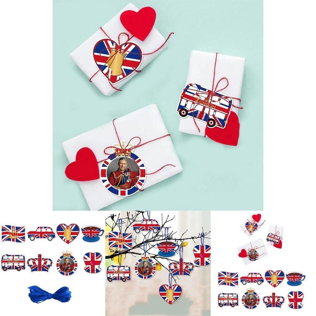 Royal King Charles Iii Crown Party Decorations 8 Paper Cutouts With Twine