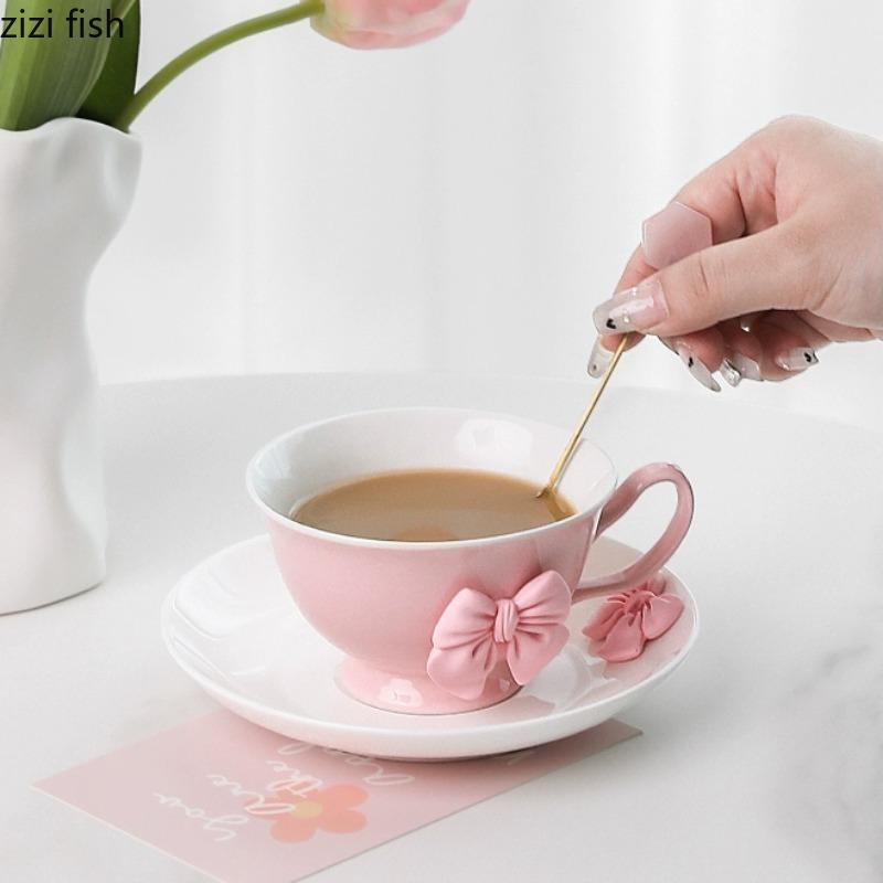 Girl Butterfly Ceramic Mug Afternoon Tea Cups Coffee Mug  Water Cup Milk Tea Cups Breakfast Cup Milk Mugs Juice Mugs Drinkware