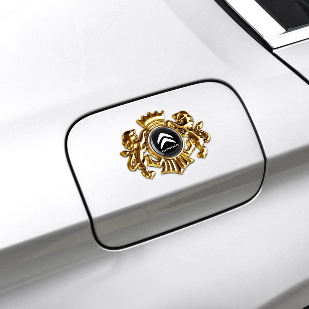 VYTR5 1PCS Car Style Body Trunk Decoration Sticker 3D Metal Lion Crown Emblem Sticker For Citroen C1 C2 C3 C4L VTS C-ELYSEE C3-XR DS