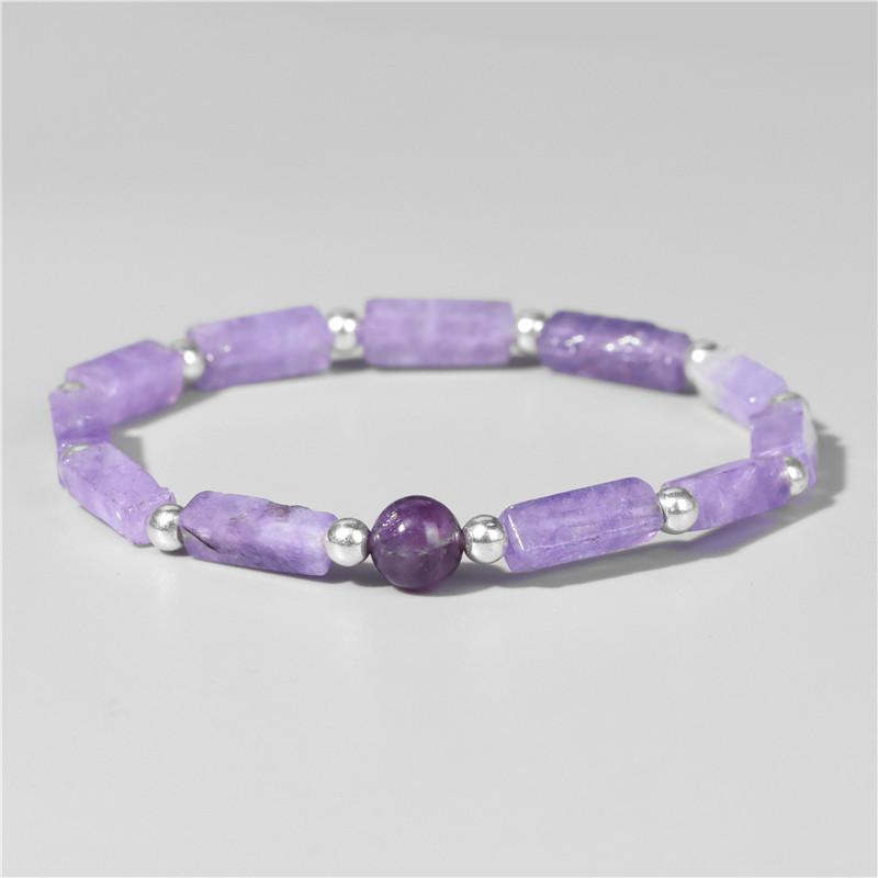 Natural Amethyst Beaded Bracelet, Handmade Gemstone Jewelry for Women and Men