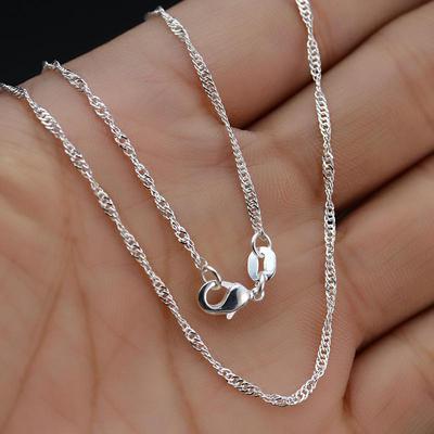 Women Fashion Silver Color Water Wave Twisted Chain Necklace Jewelry