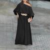 European and American Women's Clothing New Solid Color Diagonal Collar Dress Long Dress