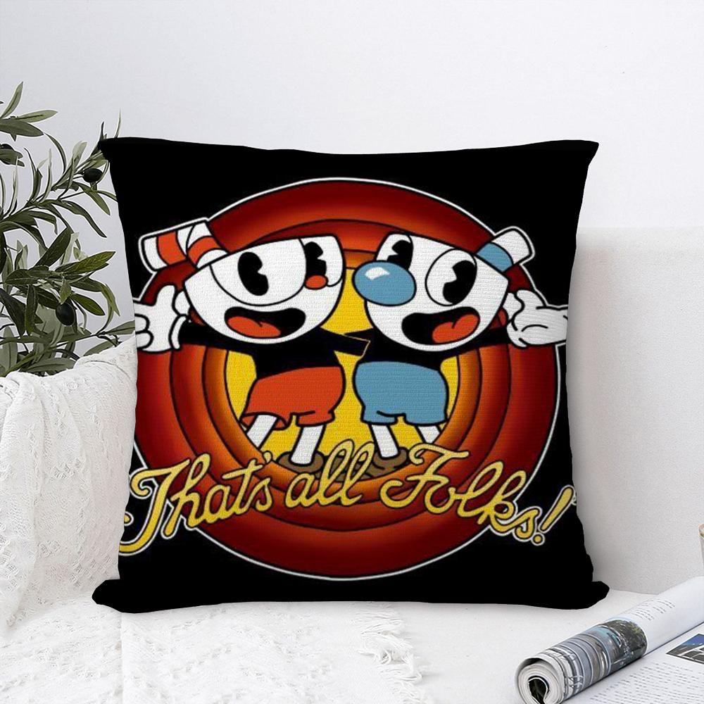 Classic Game C-Cuphead Cute Pillow Case Plush Fabric Soft Pillowcase Double Sided Print Sofa Cushion Cover Throw Pillow Cover