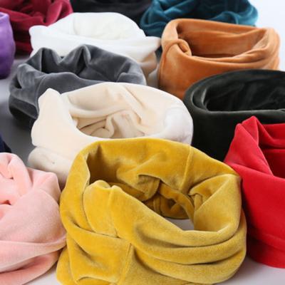 Golden Velvet Elastic Scarf Men Women Solid Color Decorative Scarf Thermal Insulation Versatile Scarf