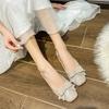 Fashion Flat Shoes for Women 2025 New Spring and Autumn Square Toe Shallow Rhinestone Bow Flat Scoop Shoes Women Ladies Plus Size 41-43
