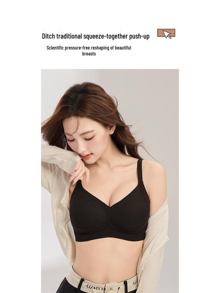 Seamless Push-Up Bra for Women: Anti-Sagging Support, No Underwire, Letter Strap, Enhances Small Chest